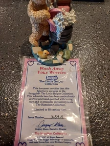 Estatuilla de oso acurrucado con certificado de autenticidad - Lava tus preocupaciones - Hamilton con fecha 2000 - Imagen 1 de 6