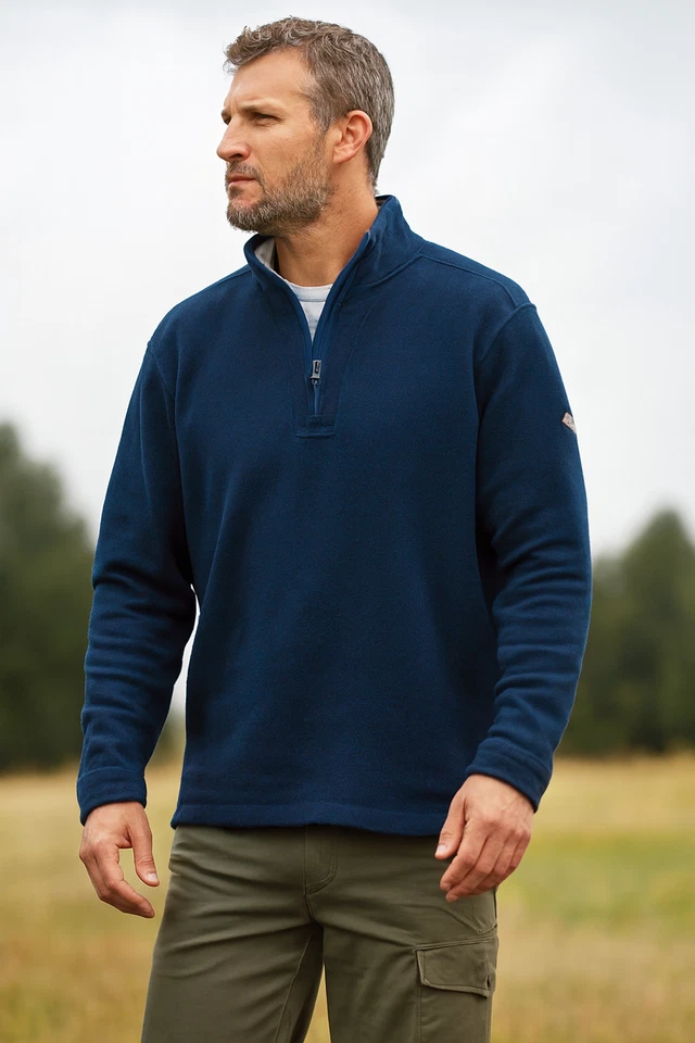 Jersey Orvis Hombres Azul XXL/EEG 1/4 Cremallera Sherpa Forrado de Vellón Pesado Exterior Foto 1 de 4