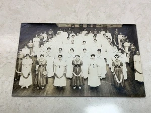Large Group of Women in Dresses at Dance Hall Vintage Early 1900s RPPC Postcard - Picture 1 of 6