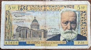 BILLET DE 5 N.F. VICTOR HUGO DU 1-6-1961 (BILL 204) VOIR PHOTOS. RECHERCHÉ - Bild 1 von 6