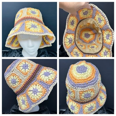 Шляпа Anthropologie Peter Grimm Pure Vada Fergie Hat Granny Square Toyo Straw Beach - Изображение 1 из 4