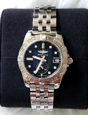 Breitling Galactic 36 Automático Negro Diamante Dial Acero Pulsera Caja y Papeles Foto 1 de 4