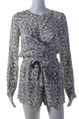 Mameluco de mujer Vanessa Bruno blanco seda estampado cuello en V envolvente manga larga talla 34 Foto 1 de 4