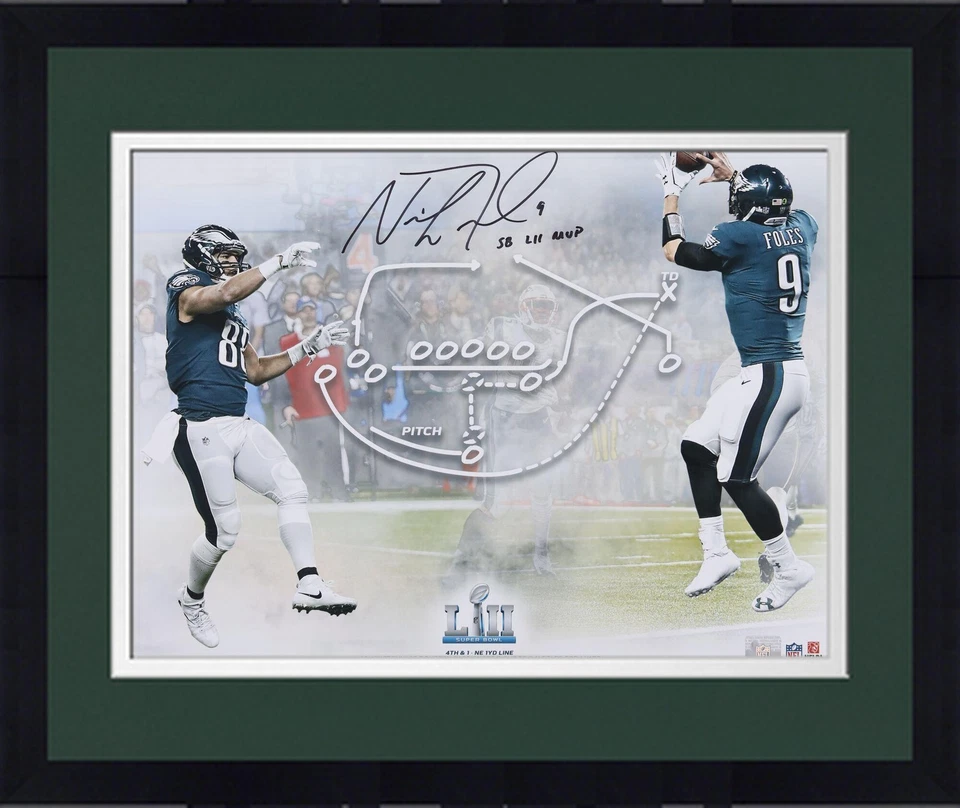 Foto especial firmada por Nick Foles Eagles 16x20 Super Bowl LII Champs enmarcada con insc Foto 1 de 1
