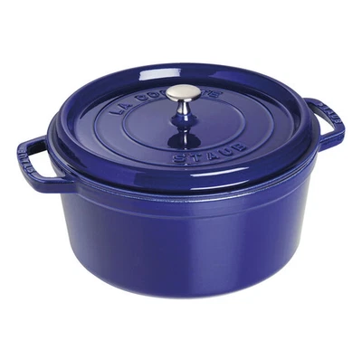 HOT SELLING Staub Cast Iron 7 qt, Round, Dutch Oven, Dark blue