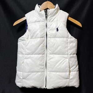 Polo Ralph Lauren giubbotto imbottito reversibile piumino bianco e blu navy 6X bambino cavallo - Foto 1 di 10