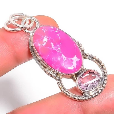 Colgante Joyería Rosa Howlita Chapado en Plata 2.15" P1811-24 Foto 1 de 3