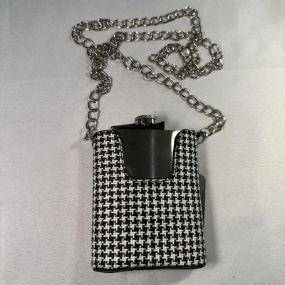 Mini Cartera Frasco Pata de Gallo 7 OZ Cadena con Cuero Diseños de Ojos Salvajes Para Mujer’s NUEVA Foto 1 de 4