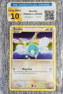 Swablu Triumphant - 78 / 102 UNOFFICIAL Grade GEM MINT 10 Pokémon TCG 2010 - Image 1 of 3