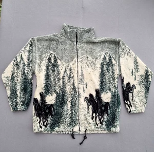 Chaqueta polar The Vintage Twin para hombre M/L caballos verde pila profunda cremallera completa invierno - Imagen 1 de 15