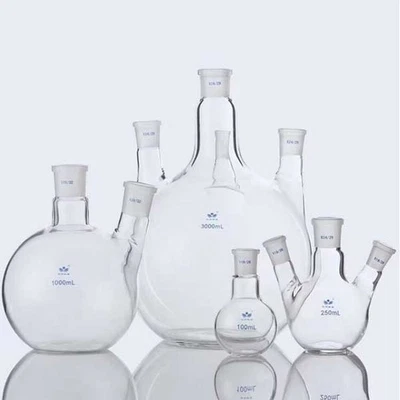 25ml - 1000ml Flat Bottom Boiling Flask with 1-4 Standard Necks Lab Supplies ca - Image 1 of 4