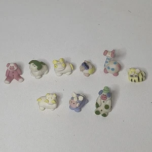 Handmade Clay Mates Figurine – Cute Miniature Animal Model Bundle Of 9 - Picture 1 of 4