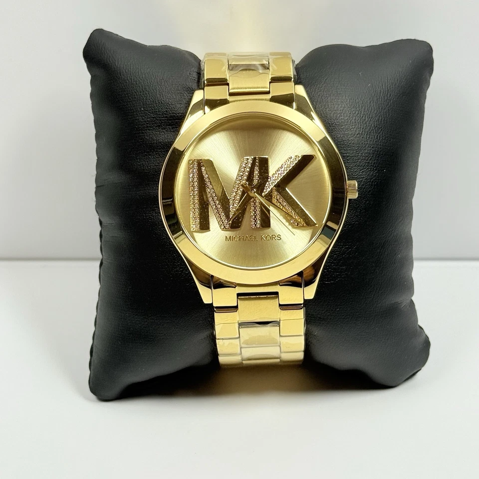 Reloj pulsera para mujer Michael Kors MK4732 delgado pasarela logotipo MK esfera tono dorado” Foto 1 de 4