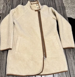 C&C California Jacket Tan Sherpa Teddy Coat Dual Pocket Zip Front Long Sleeve S - Picture 1 of 10