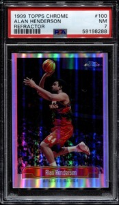 1999 Topps Chrome Refractor #100 Alan Henderson Hawks PSA 7 NM POP 1