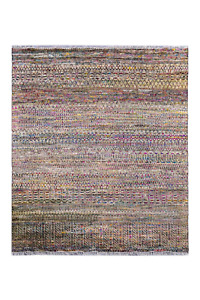 8'x8' Hand Made Wool Sari Silk Multi Beige Oriental Rug Carpet Modern 13827