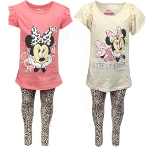 Girls Kids Disney Minnie Mouse T-Shirt Leggings Summer Set Age 3 4 5 6 7 Years - Picture 1 of 1