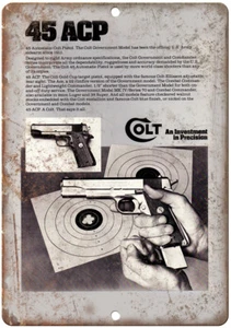 Colt 45 Automatic Pistol Vintage Ad 12" x 9" Reproduction Metal Sign - Picture 1 of 1