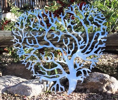 Living Tree Coral Branch Heart Metal Wall Art Decor Polished Steel 20" - Image 1 of 4
