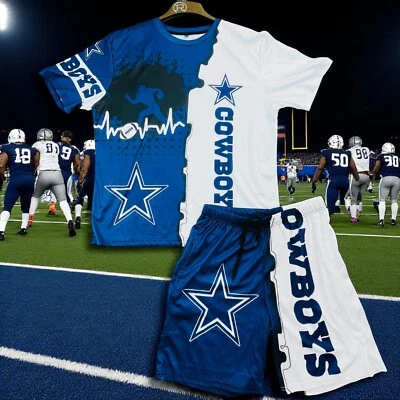 Dallas Cowboys Workout Set Mens Size XL Heartbeat Workout Tracksuit Athletic Set - Image 1 of 4
