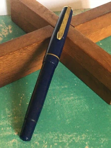 Ancien Stylo-plume à Pompe Bleu Plume Edelstahl 12 - Foto 1 di 10