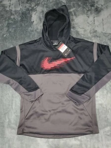NIKE THERMA DRI-FIT BOYS KIDS HOODIE PULLOVER BLACK GREY CV9326 010 LARGE - Picture 1 of 6