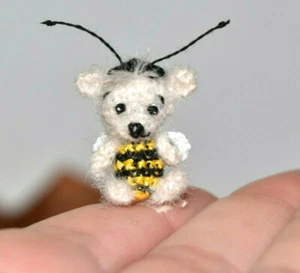 Miniature Ooak Artist Bee Bear Dollhouse Dolls Toy Micro Teddy Bear Gift 0.8" - Picture 1 of 10