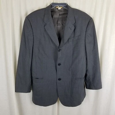 复古 Donna Karan 签名意大利灰色羊毛运动外套夹克男式 42S — 第 1/4 张图片