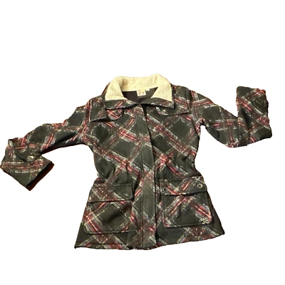 1990's Roxy Multicolor Jacket Jrs Size M Fleece Collar Pockets Drawstring Waist - Image 1 of 4