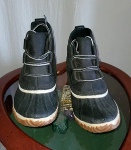 Sorel Womens Out N About NL2133-011 Blk Leather Duck Snow Rain Booties Sz 7 US - Picture 1 of 10