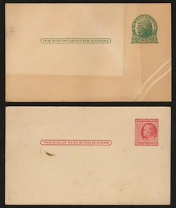 US 1914/1951 #UX27 UX38 1c Jefferson 2c Franklin Pair (2) US Postal Cards Faults - Picture 1 of 2
