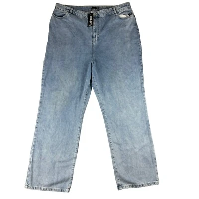 Boohoo Jeans Women's US 18 Blue Plus Straight Leg Butterfly Back Print Pants NWT - Image 1 of 4