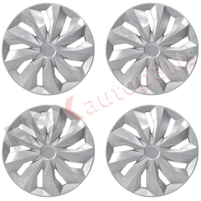 Cubiertas de rueda Hubcas universales plateadas 4 piezas 14 pulgadas a presión para neumáticos y llantas R14 Foto 1 de 4