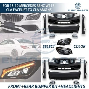 For 13-19 Mercedes CLA Class W117 Facelift CLA45 Bumper Kit+Headlight+Side Skirt - Picture 1 of 11