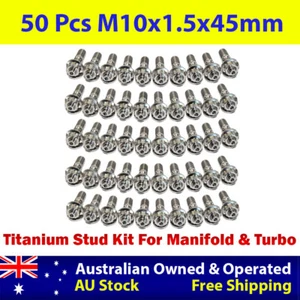 50 Pcs M10x1.5x45mm Titanium Stud Kit for Manifold & Turbo - Picture 1 of 4