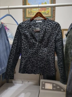 Chaqueta Recortada de Tweed Colección Bagatelle Estampado de Leopardo Propiedad Familiar Talla M Foto 1 de 4