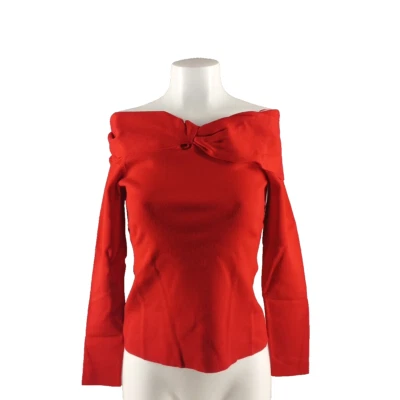 NWT $79 INC Holiday Red Sweater SMALL(4-6) Twist Knot Off the Shoulder Rayon - Image 1 of 4