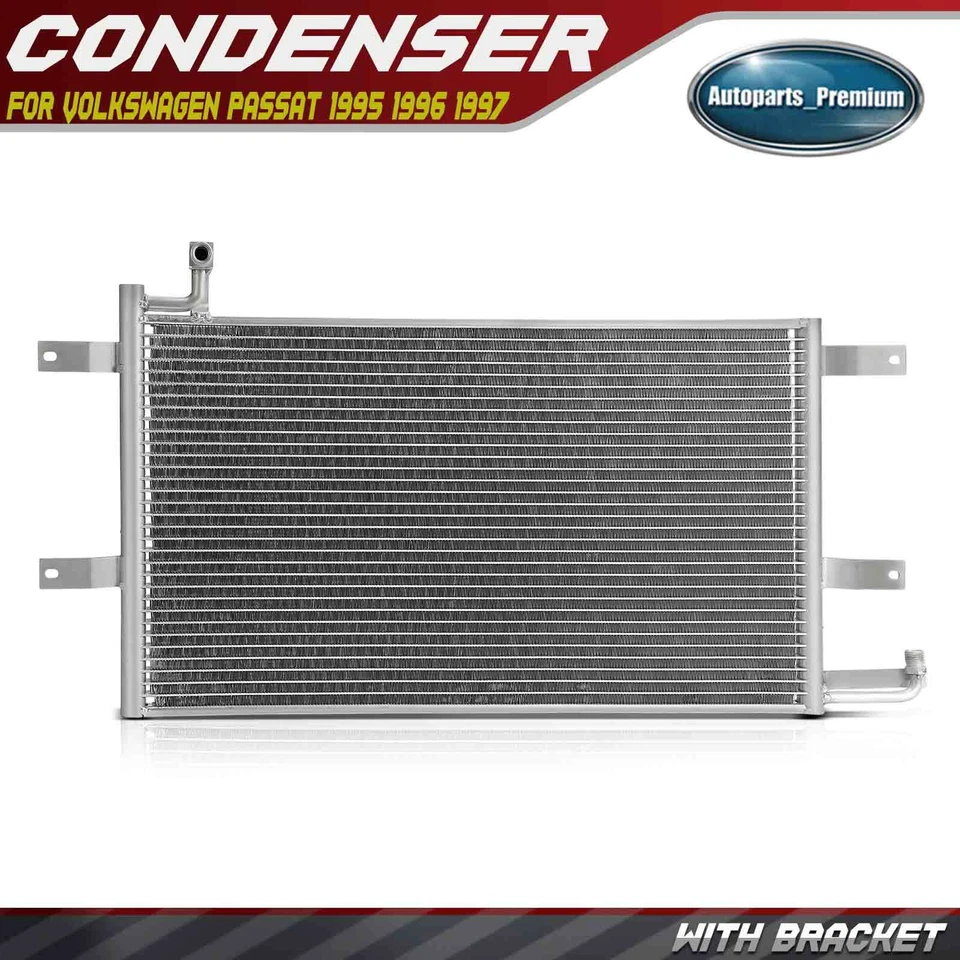 Condensador de aire acondicionado de aluminio con soporte para Volkswagen Passat 1995-1997 1,9 L 2,0 L 2,8 L Foto 1 de 4