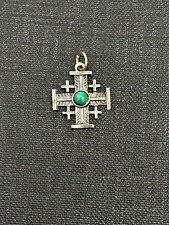 Jolie Médaille religieuse ancienne en argent massif à la Croix de JERUSALEM