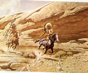 Frank McCarthy RETURN FROM THE RAID Old Frontier Western Art Bookplate Print 44 - Picture 1 of 3