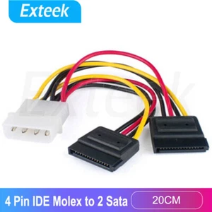 4 Pin IDE Molex to 2 SATA Power Cable Splitter Adapter 1 Male to 2 Female 15 Pin - Picture 1 of 5