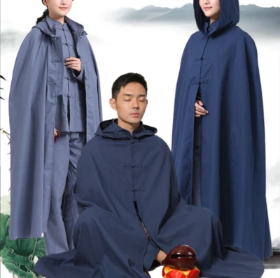 Cotton linen Buddhist Meditation Zen Shaolin Monk Kung Fu Cloak Robe Gown Cape - Image 1 of 4