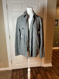 BANANA REPUBLIC Boucle Hemdjacke Herren Größe S grau meliert Knopfleiste Wollmischung - Bild 1 von 9