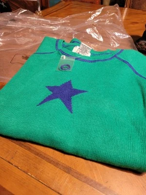 Suéter The Quacker Factory Verde Púrpura Estrella Solitaria Tejido Manga Corta Talla 1X Foto 1 de 4