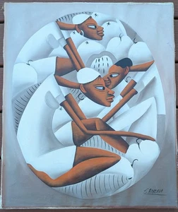 20. JAHRHUNDERT HAITIANISCH HAITI KÜNSTLER KANTAVE ORIGINAL ÖLGEMÄLDE LEINWAND SIGNIERT - Bild 1 von 3