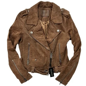BlankNYC Size Small Suede Moto Jacket Brown Asymmetrical Zip Pockets Cropped NWT - Picture 1 of 15