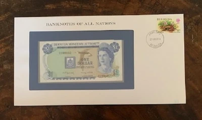 Billet et Enveloppe Bermudes One Dollar 1970 Neuf - Photo 1/2