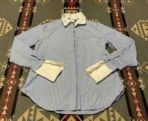 Pre-Owned Carolina Herrera Size 10 Polo Button Down Collared Blue Cotton T27 - Picture 1 of 11