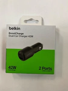 Belkin BoostCharge Dual Car Charger 42W - Fast Charge USB-A/USB-C - Picture 1 of 2