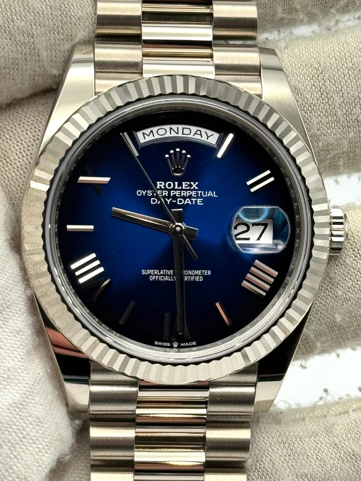 eBay Live - Rolex Day Date 40 mm azul ombre oro blanco pulsera 228239 como nuevo 25/03 Foto 1 de 1